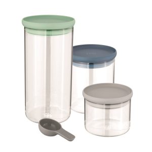 Leo Line 3-delige set glazen bewaardozen