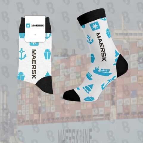 maersk sokken eigen ontwerp als maritieme giveaway