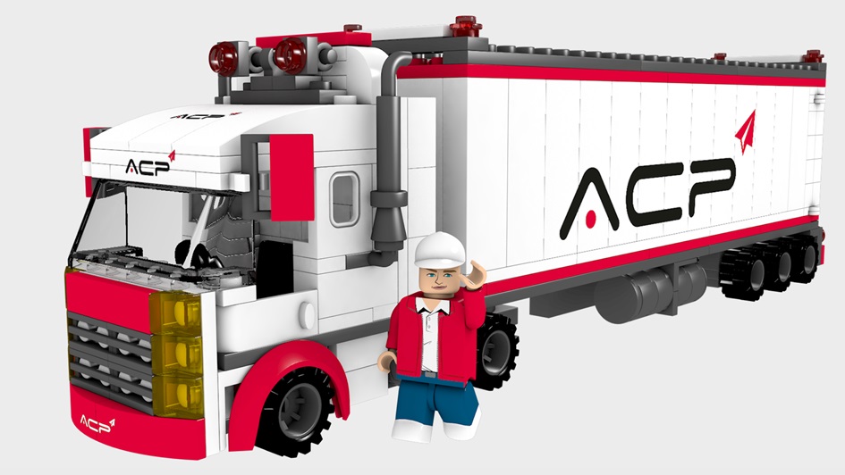 bricks lego vrachtwagen met eigen logo