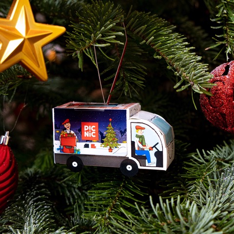 kartonnen kerstbal voor in de boom met eigen logo