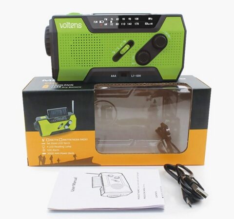 voltens noodradio licht groen met logo