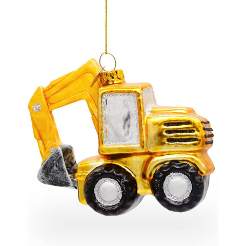 ornament kerst graafmachine shoval met logo bedrukt geschen