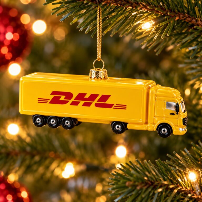 DHL-truckornament uit voorraad leverbaar