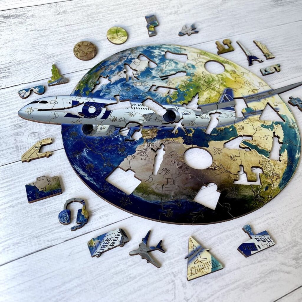 Rompecabezas personalizado de aviaci&oacute;n: rompecabezas de avi&oacute;n de madera con logo