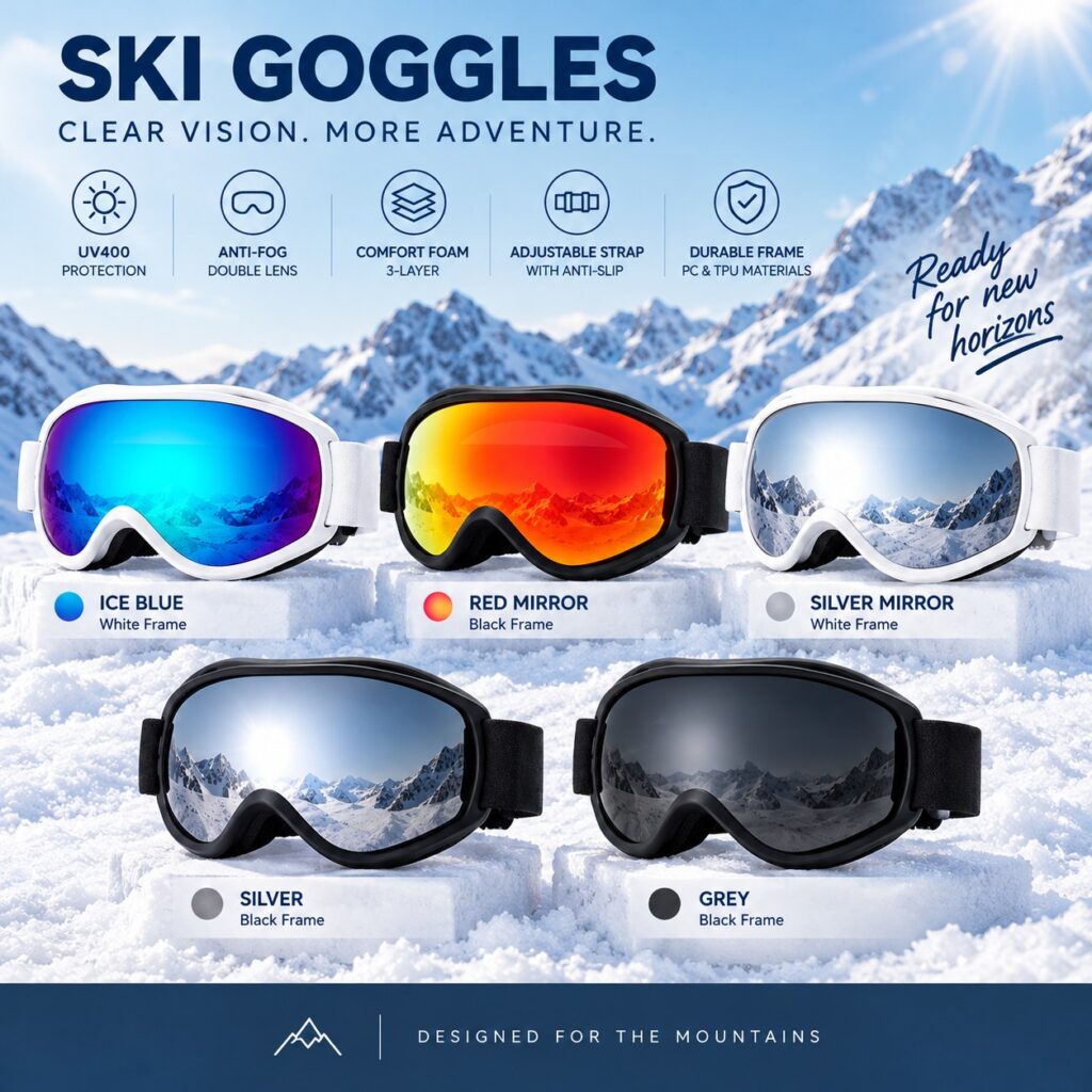Custom skibril van hoge kwaliteit met logo – vanaf 100 stuks
