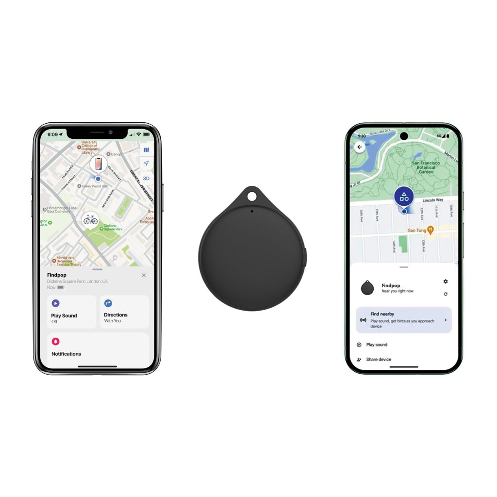 Findmate Dual RCS Recycled Item Finder with logo print - Sustainable tracker with Apple & Android compatibility