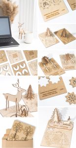 Houten 3D Kerstkaart – laat je logo tot leven komen!