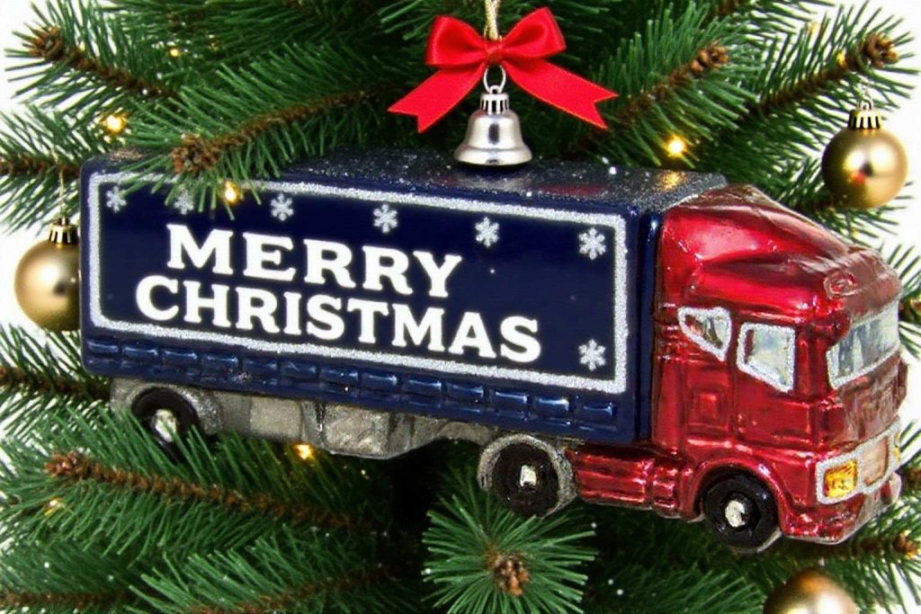 Kerst ornament in vorm van vrachtwagen – met logo bedrukt