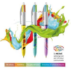 Kleurrijken pennen full colour bedrukt met logo van BIC