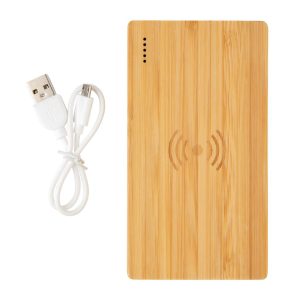 Bamboe 4.000 mAh powerbank met 5W draadloze oplader – Duurzame musthave!