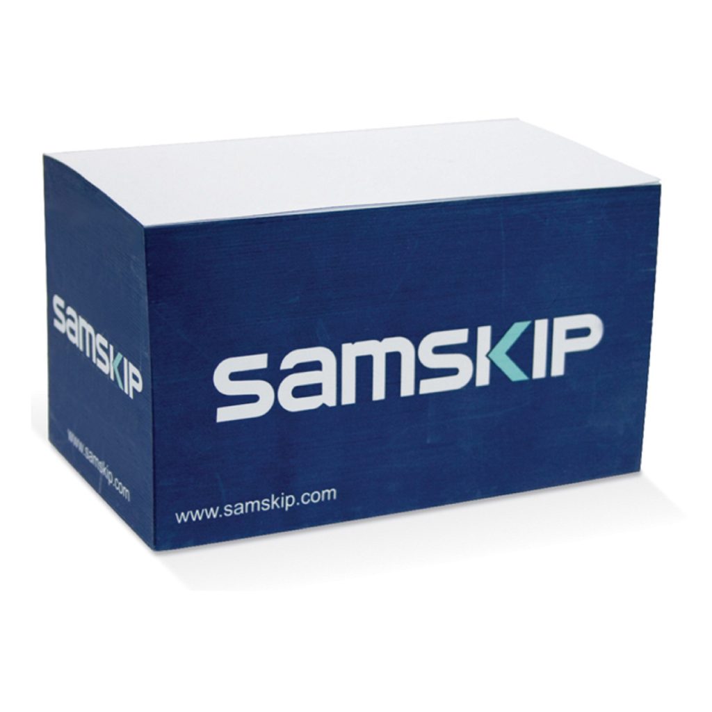 Papierblok container bedrukken logo