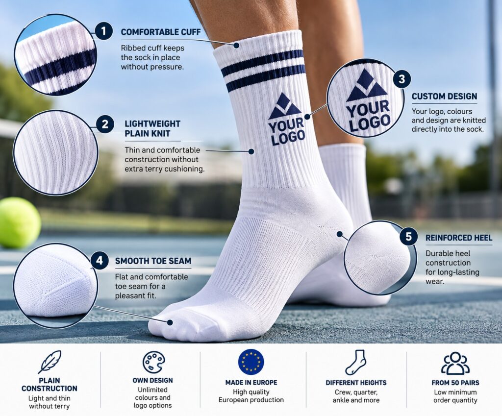 Plain sportsokken met logo – vanaf 50 paar