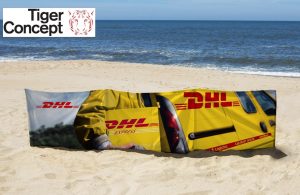 Opvallend strand windscherm – Full colour bedrukt
