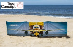 Opvallend strand windscherm – Full colour bedrukt