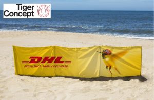 Opvallend strand windscherm – Full colour bedrukt
