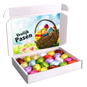 Verzenddoos met chocolade Paaseitjes