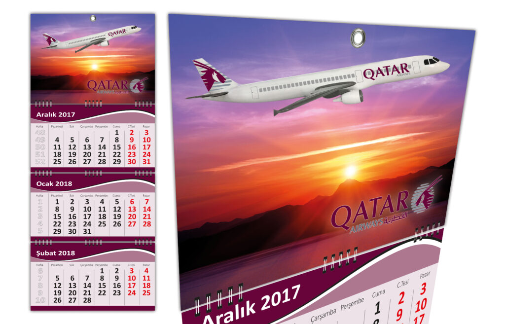 3-maands aviation kalender met logo – Voor airlines en luchtvaartbedrijven